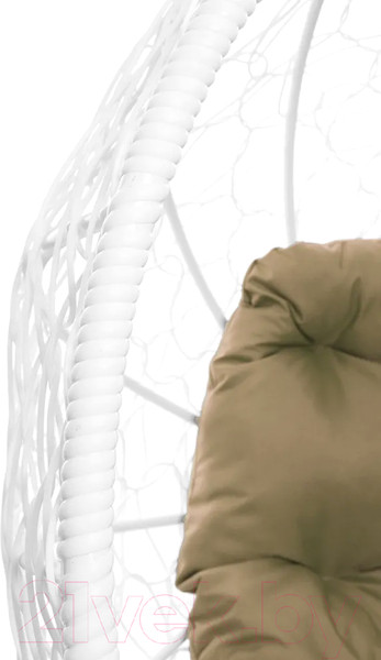 Изображение товара Кресло садовое M-Group Кокос на подставке / 11590101 (белый ротанг/бежевая подушка)