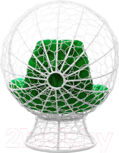Изображение товара Кресло садовое M-Group Кокос на подставке / 11590104 (белый ротанг/зеленая подушка)