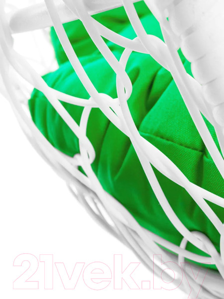 Изображение товара Кресло садовое M-Group Кокос на подставке / 11590104 (белый ротанг/зеленая подушка)