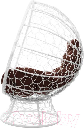 Изображение товара Кресло садовое M-Group Кокос на подставке / 11590105 (белый ротанг/коричневая подушка)