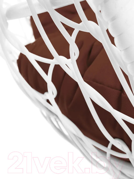 Изображение товара Кресло садовое M-Group Кокос на подставке / 11590105 (белый ротанг/коричневая подушка)