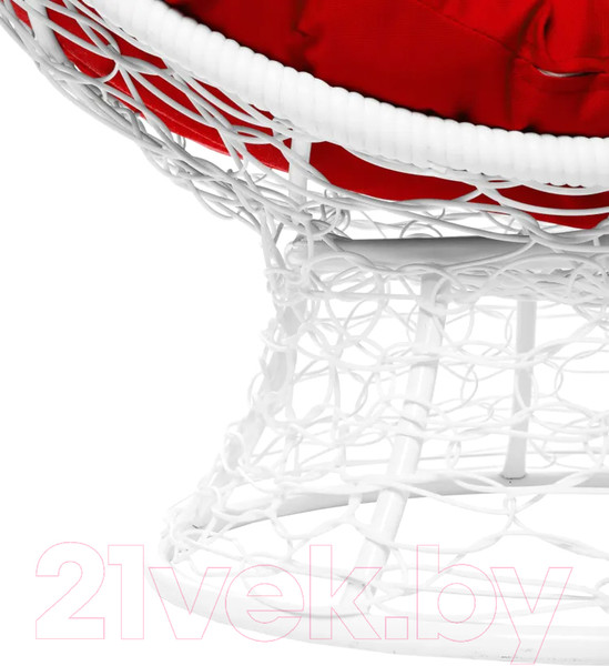 Изображение товара Кресло садовое M-Group Кокос на подставке / 11590106 (белый ротанг/красная подушка)