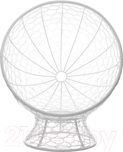 Изображение товара Кресло садовое M-Group Кокос на подставке / 11590106 (белый ротанг/красная подушка)