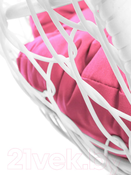 Изображение товара Кресло садовое M-Group Кокос на подставке / 11590108 (белый ротанг/розовая подушка)