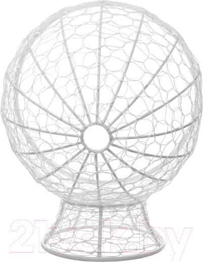 Изображение товара Кресло садовое M-Group Кокос на подставке / 11590108 (белый ротанг/розовая подушка)
