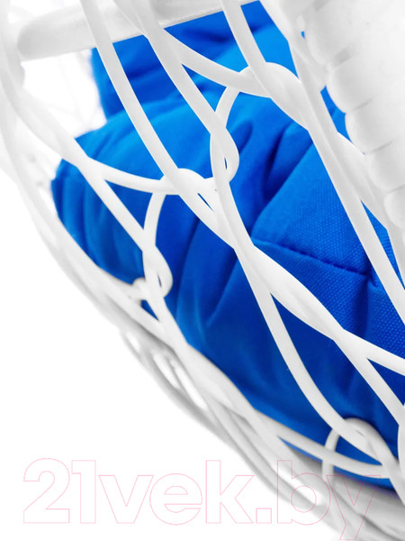 Изображение товара Кресло садовое M-Group Кокос на подставке / 11590110 (белый ротанг/синяя подушка)