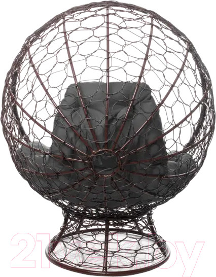 Изображение товара Кресло садовое M-Group Кокос на подставке / 11590209 (коричневый ротанг/серая подушка)