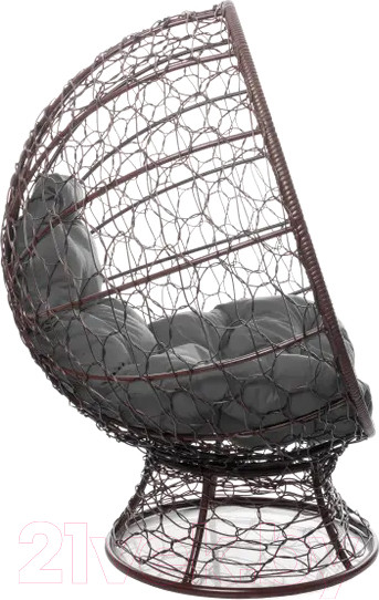 Изображение товара Кресло садовое M-Group Кокос на подставке / 11590209 (коричневый ротанг/серая подушка)