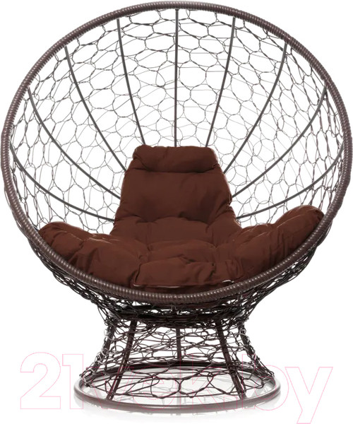 Изображение товара Кресло садовое M-Group Кокос на подставке / 11590205 (коричневый ротанг/коричневая подушка)