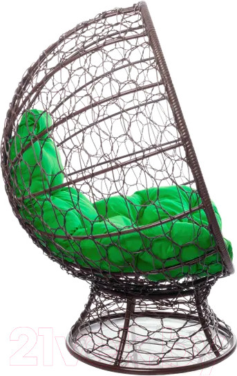 Изображение товара Кресло садовое M-Group Кокос на подставке / 11590204 (коричневый ротанг/зеленая подушка)