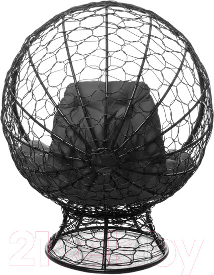 Изображение товара Кресло садовое M-Group Кокос на подставке / 11590409 (черный ротанг/серая подушка)