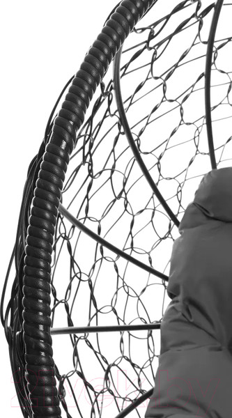 Изображение товара Кресло садовое M-Group Кокос на подставке / 11590409 (черный ротанг/серая подушка)