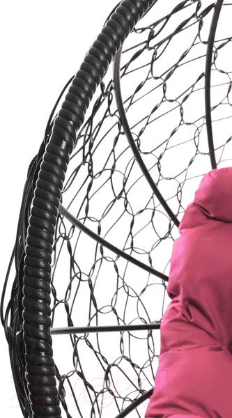 Изображение товара Кресло садовое M-Group Кокос на подставке / 11590408 (черный ротанг/розовая подушка)