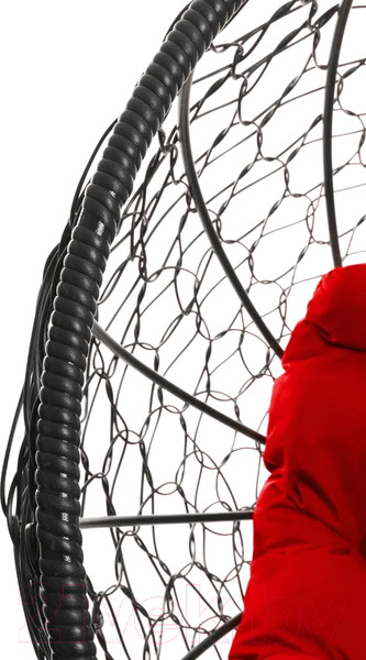 Изображение товара Кресло садовое M-Group Кокос на подставке / 11590406 (черный ротанг/красная подушка)