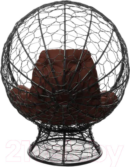 Изображение товара Кресло садовое M-Group Кокос на подставке / 11590405 (черный ротанг/коричневая подушка)