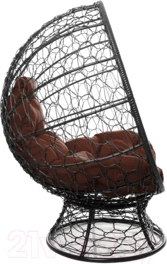 Изображение товара Кресло садовое M-Group Кокос на подставке / 11590405 (черный ротанг/коричневая подушка)