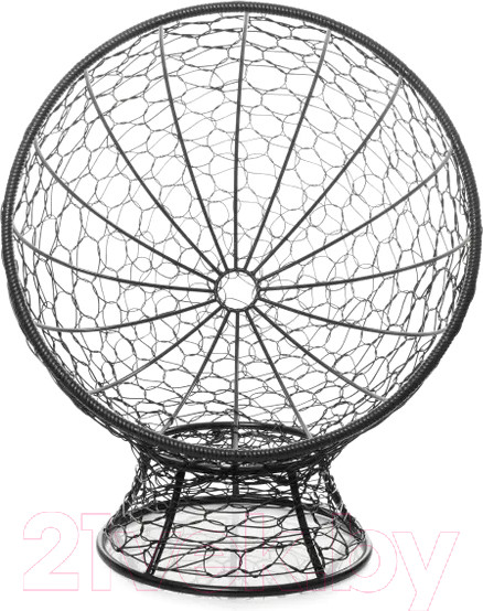 Изображение товара Кресло садовое M-Group Кокос на подставке / 11590405 (черный ротанг/коричневая подушка)