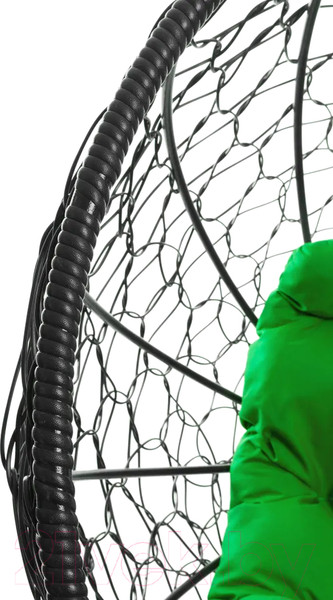 Изображение товара Кресло садовое M-Group Кокос на подставке / 11590404 (черный ротанг/зеленая подушка)