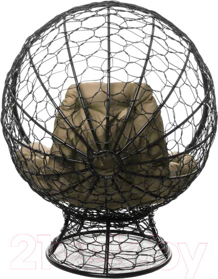 Изображение товара Кресло садовое M-Group Кокос на подставке / 11590401 (черный ротанг/бежевая подушка)