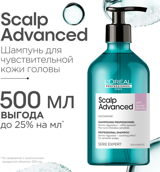 Изображение товара Шампунь для волос L'Oreal Professionnel Serie Expert Scalp Advanced Для чувствительный кожи (500мл)