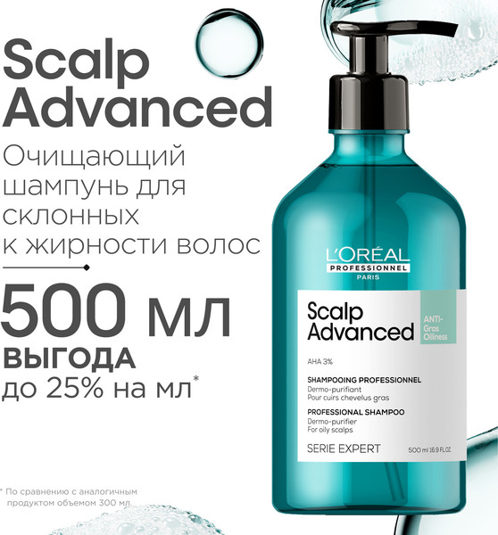 Изображение товара Шампунь для волос L'Oreal Professionnel Serie Expert Scalp Advanced Склонных к жирности (500мл)