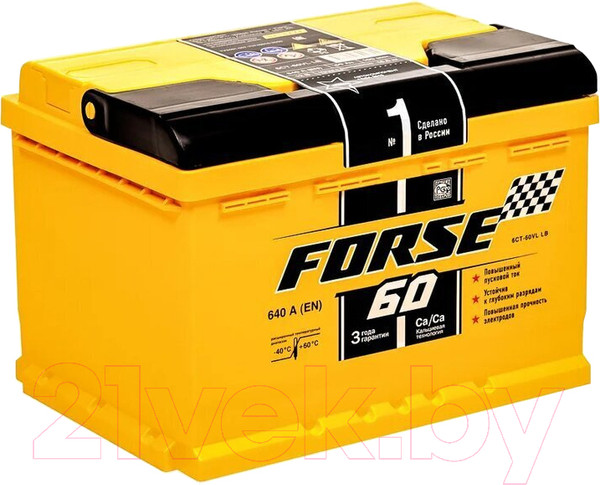 Изображение товара Автомобильный аккумулятор Forse R+ (60 А/ч)