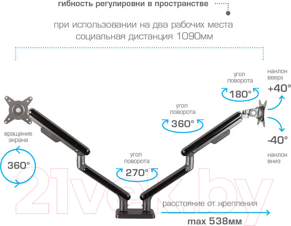 Изображение товара Кронштейн для монитора Tuarex Alta-22 (серый)