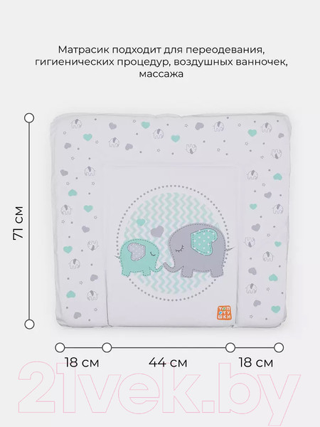 Изображение товара Пеленальный матрас Топотушки Слоники New №2 (80x71)