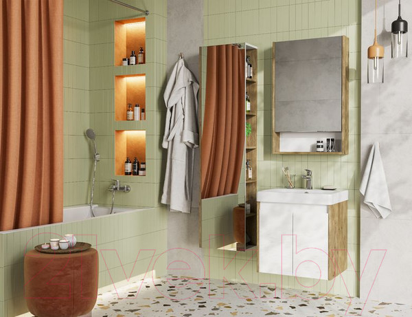 Изображение товара Тумба под умывальник Акватон Сканди Doors 55 / 1A278801SDZ90 (белый/дуб рустикальный)