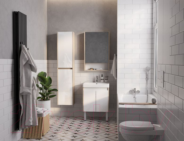 Изображение товара Тумба с умывальником Акватон Сканди Doors 55 1A2788K0SDB20 (белый/дуб верона)