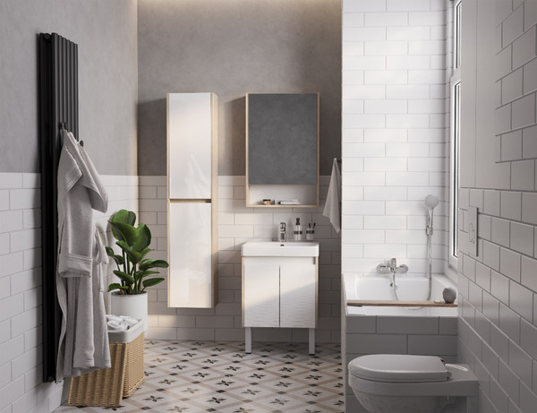 Изображение товара Тумба под умывальник Акватон Сканди Doors 55 / 1A278801SDB20 (белый/дуб верона)