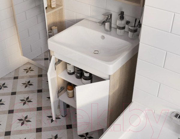 Изображение товара Тумба под умывальник Акватон Сканди Doors 55 / 1A278801SDB20 (белый/дуб верона)