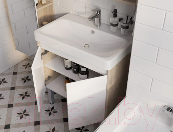 Изображение товара Тумба под умывальник Акватон Сканди Doors 70 / 1A278901SDB20 (белый/дуб верона)