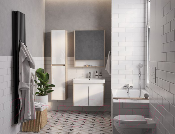 Изображение товара Тумба с умывальником Акватон Сканди Doors 70 1A2789K0SDB20 (белый/дуб верона)