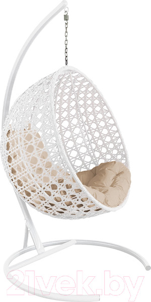 Изображение товара Кресло подвесное M-Group Круг Люкс / 11060101 (белый ротанг/бежевая подушка)