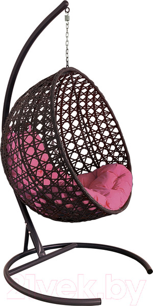 Изображение товара Кресло подвесное M-Group Круг Люкс / 11060208 (коричневый ротанг/розовая подушка)