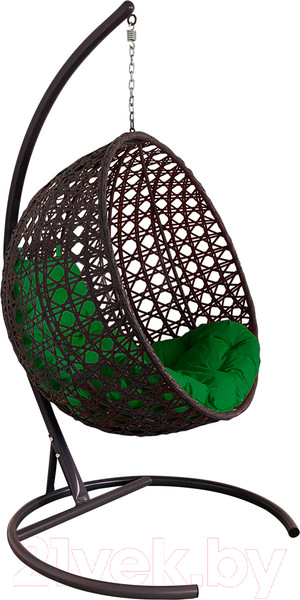 Изображение товара Кресло подвесное M-Group Круг Люкс / 11060204 (коричневый ротанг/зеленая подушка)