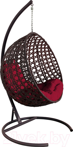 Изображение товара Кресло подвесное M-Group Круг Люкс / 11060202 (коричневый ротанг/бордовая подушка)