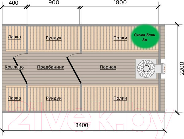 Изображение товара Баня квадро-бочка КомфортПром 10331337 (3м)
