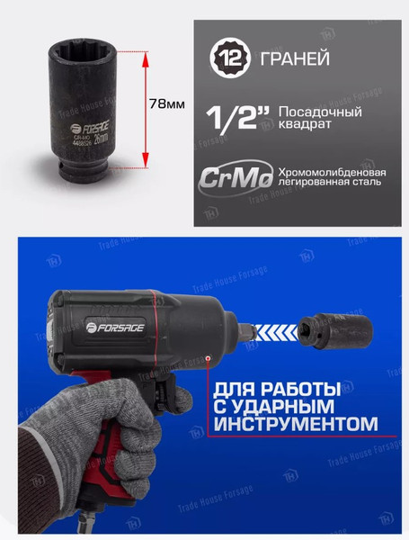 Изображение товара Головка слесарная Forsage F-4488526 (54924)