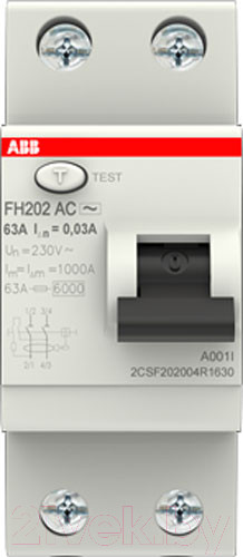 Изображение товара Устройство защитного отключения ABB FH202 AC-63/0.03 2P / 2CSF202004R1630
