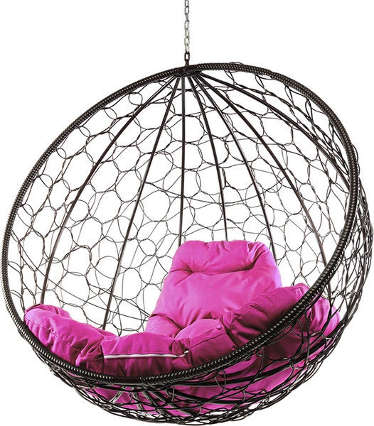 Изображение товара Кресло подвесное M-Group Круг / 11050208 (коричневый ротанг/розовая подушка)