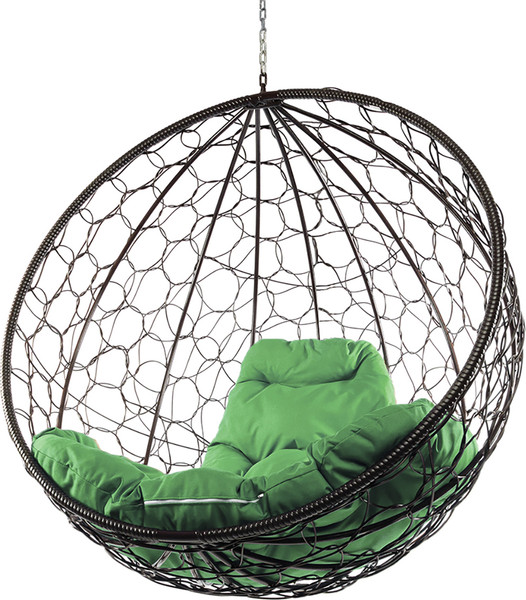 Изображение товара Кресло подвесное M-Group Круг / 11050204 (коричневый ротанг/зеленая подушка)