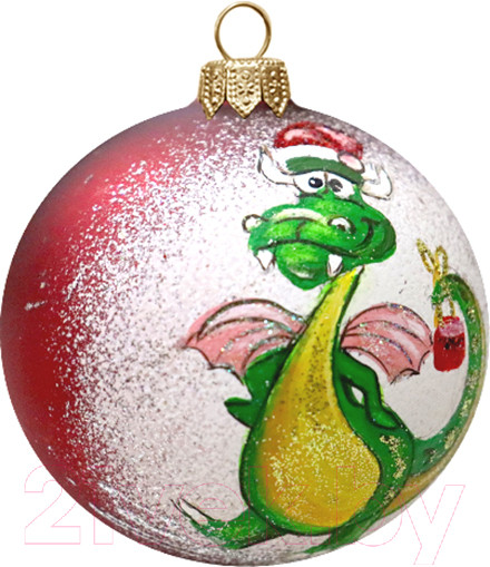 Изображение товара Шар новогодний Декарт Дракончик с подарком 8Ш0011 (8см, красный)