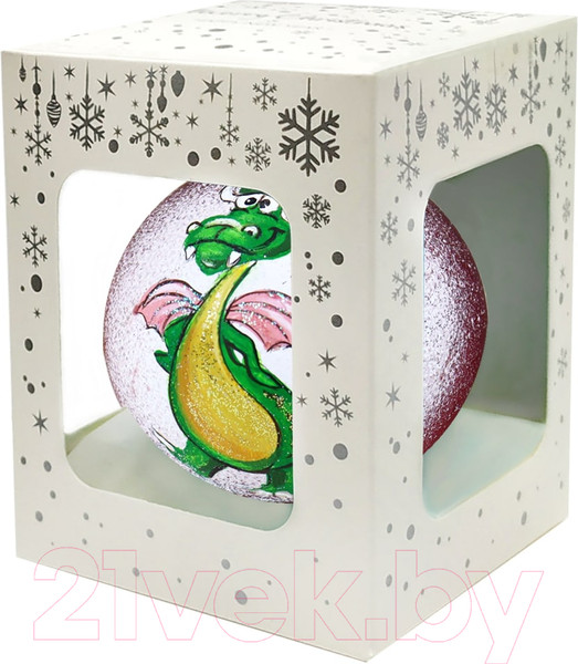 Изображение товара Шар новогодний Декарт Дракончик с подарком 8Ш0011 (8см, красный)