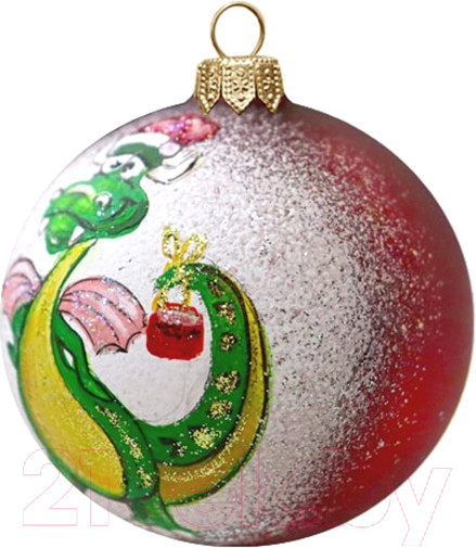 Изображение товара Шар новогодний Декарт Дракончик с подарком 8Ш0011 (8см, красный)