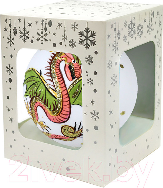 Изображение товара Шар новогодний Декарт Дракон 8Ш0013 (8см, белый)