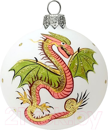 Изображение товара Шар новогодний Декарт Дракон 8Ш0013 (8см, белый)