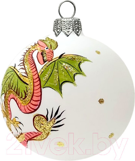 Изображение товара Шар новогодний Декарт Дракон 8Ш0013 (8см, белый)
