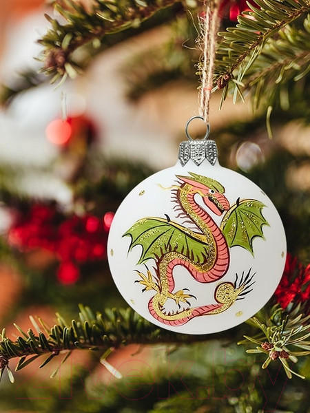 Изображение товара Шар новогодний Декарт Дракон 8Ш0013 (8см, белый)